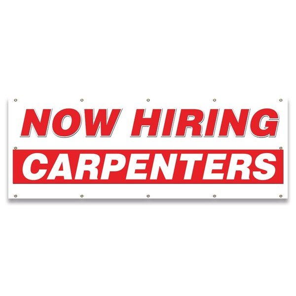 Now Hiring Carpenters Banner Apply Inside Accepting Application Single Sided